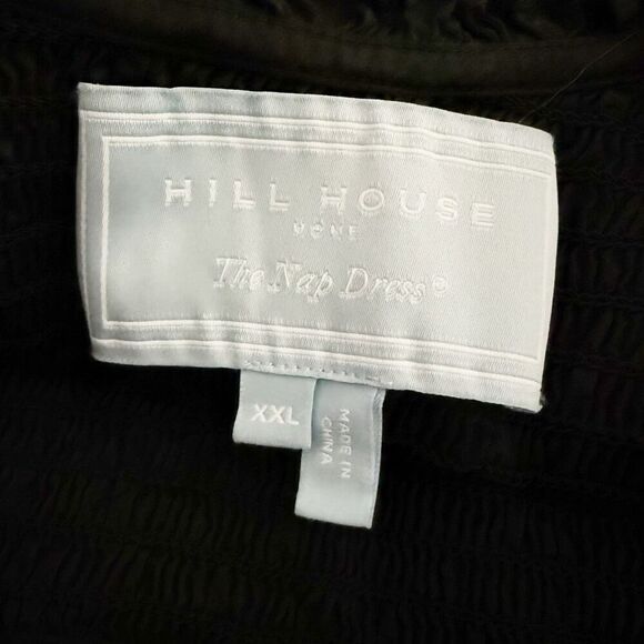 HILL HOUSE | Solid Black Louisa Nap Dress Puffed Puff Sleeves Midi Length | XXL - Picture 6 of 7